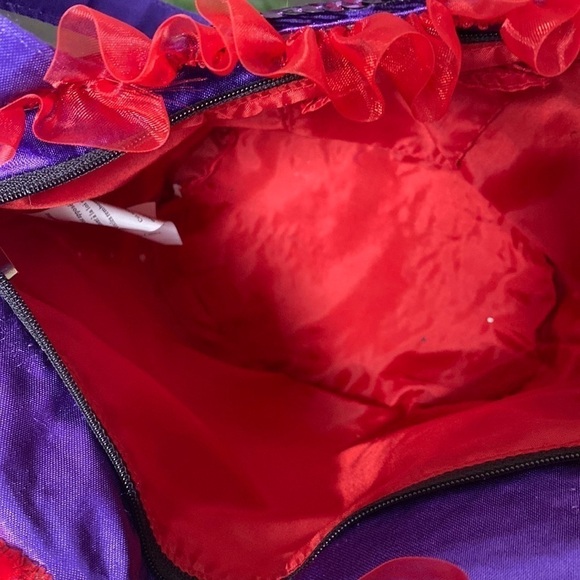 Red Hat Society Hatter Bodice Corset Whimsigoth Purple Red Velvet Mini Party Bag - Picture 15 of 16